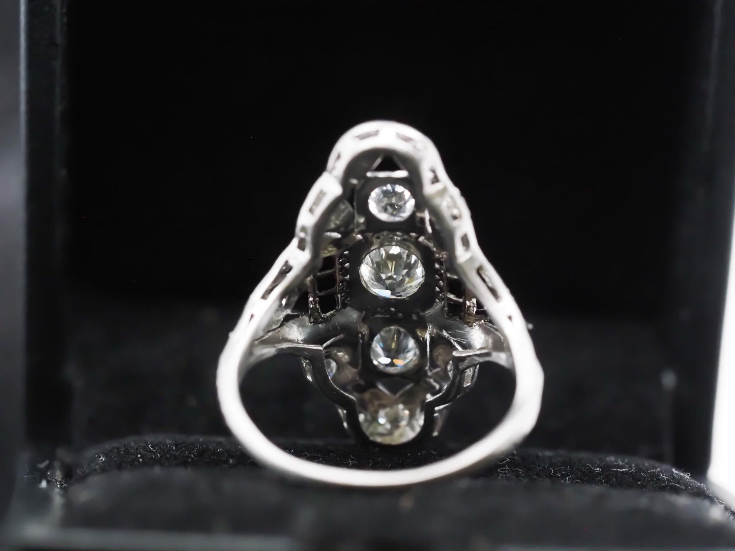 Circa 1920s Pltainum Old European Diamond and Onyx Ring - VHK#855