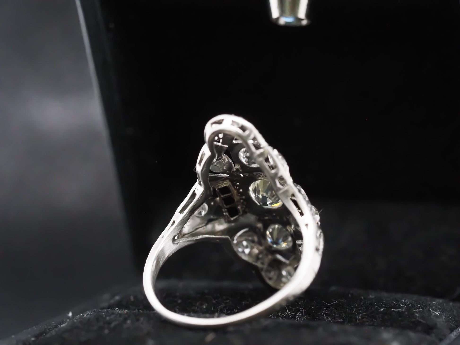 Circa 1920s Pltainum Old European Diamond and Onyx Ring - VHK#855