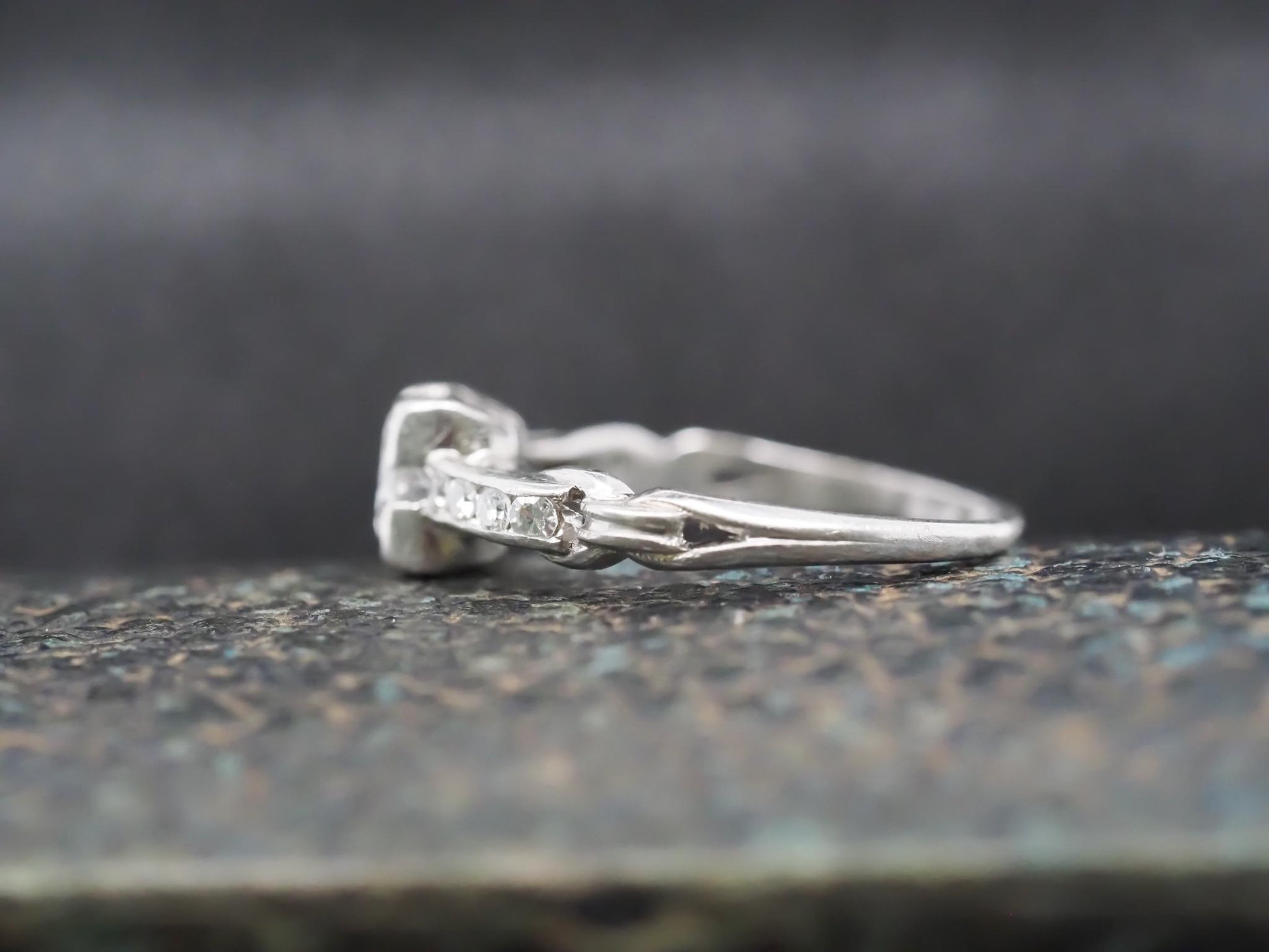 Circa 1940s Platinum Art Deco Diamond Engagement Ring - VHK#856