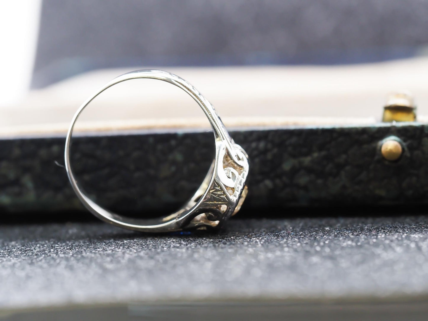 Circa 1930s 18K White Gold .80ct Diamond Art Deco Engagement Ring - VHK#859