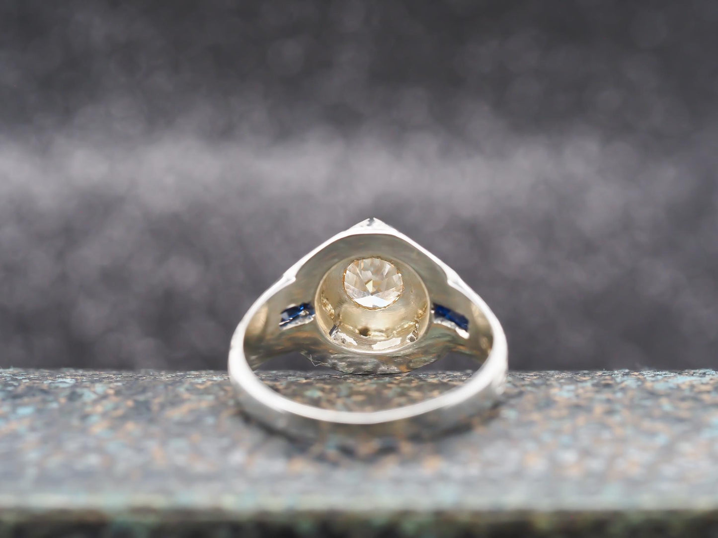 Circa 1930s 18K White Gold .80ct Diamond Art Deco Engagement Ring - VHK#859