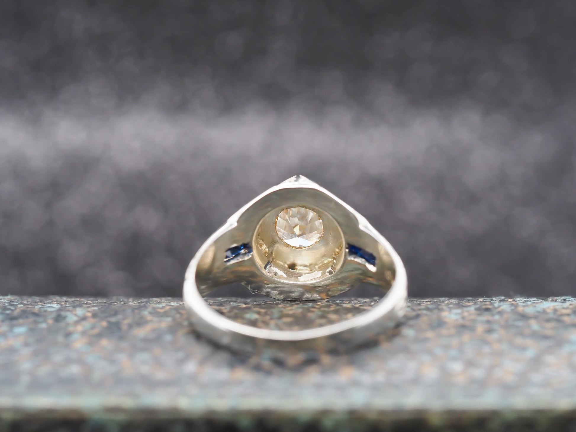 Circa 1930s 18K White Gold .80ct Diamond Art Deco Engagement Ring - VHK#859