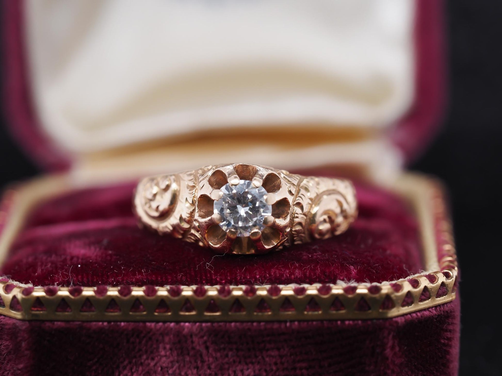 Circa 1930s 14K Yellow Gold .50ct Diamond Engagement Ring - VHK#860