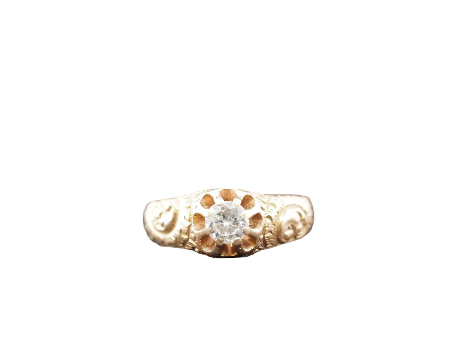 Circa 1930s 14K Yellow Gold .50ct Diamond Engagement Ring - VHK#860
