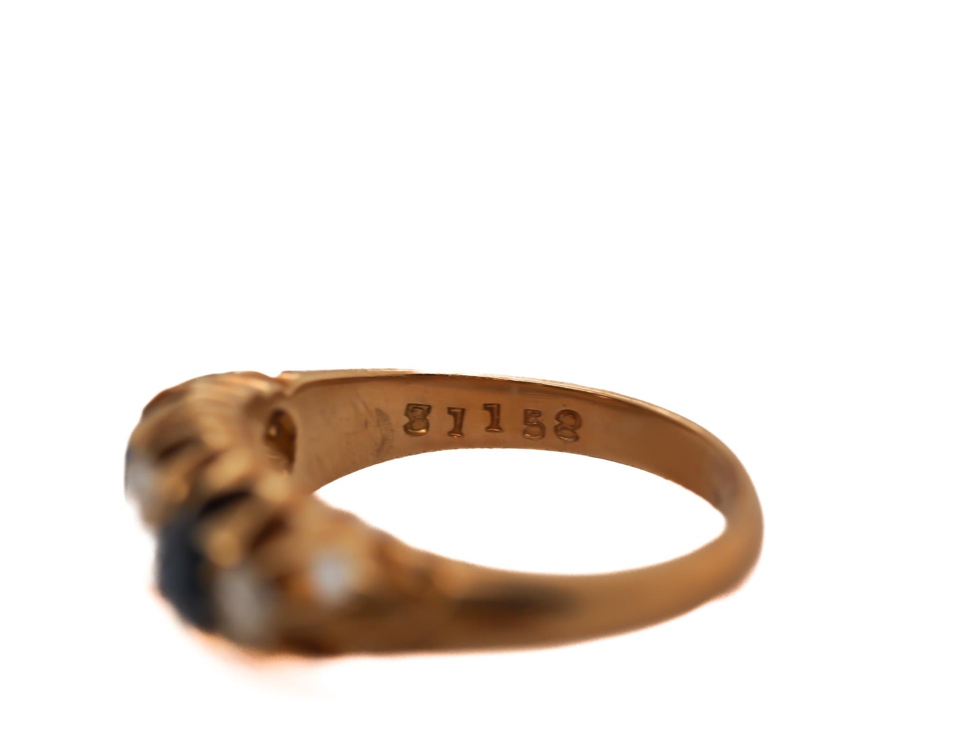 Circa 1890s Old Miner Diamond and Sapphire  Ring