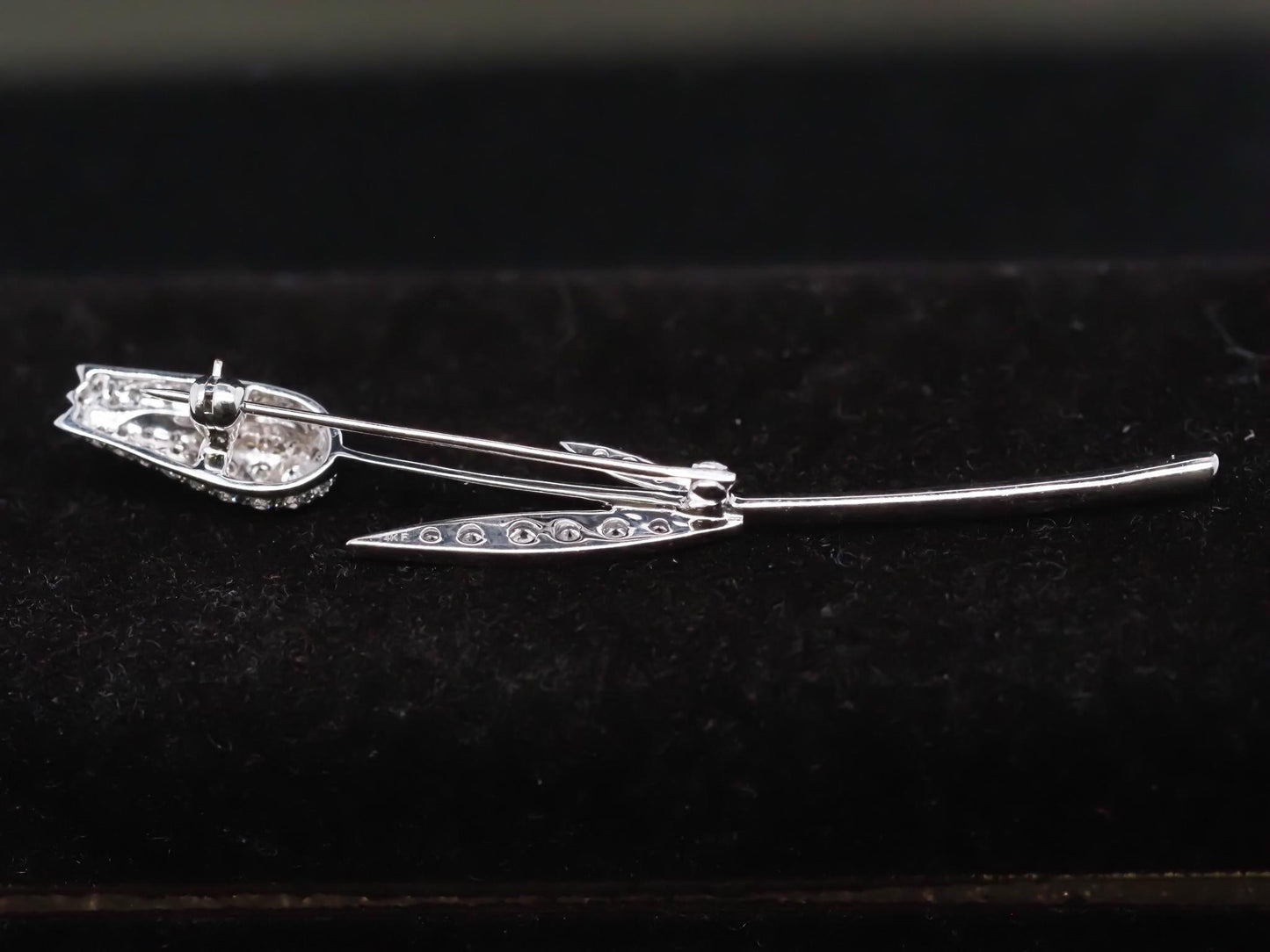 14K White Gold Diamond Flower Brooch Pin - VHK#879