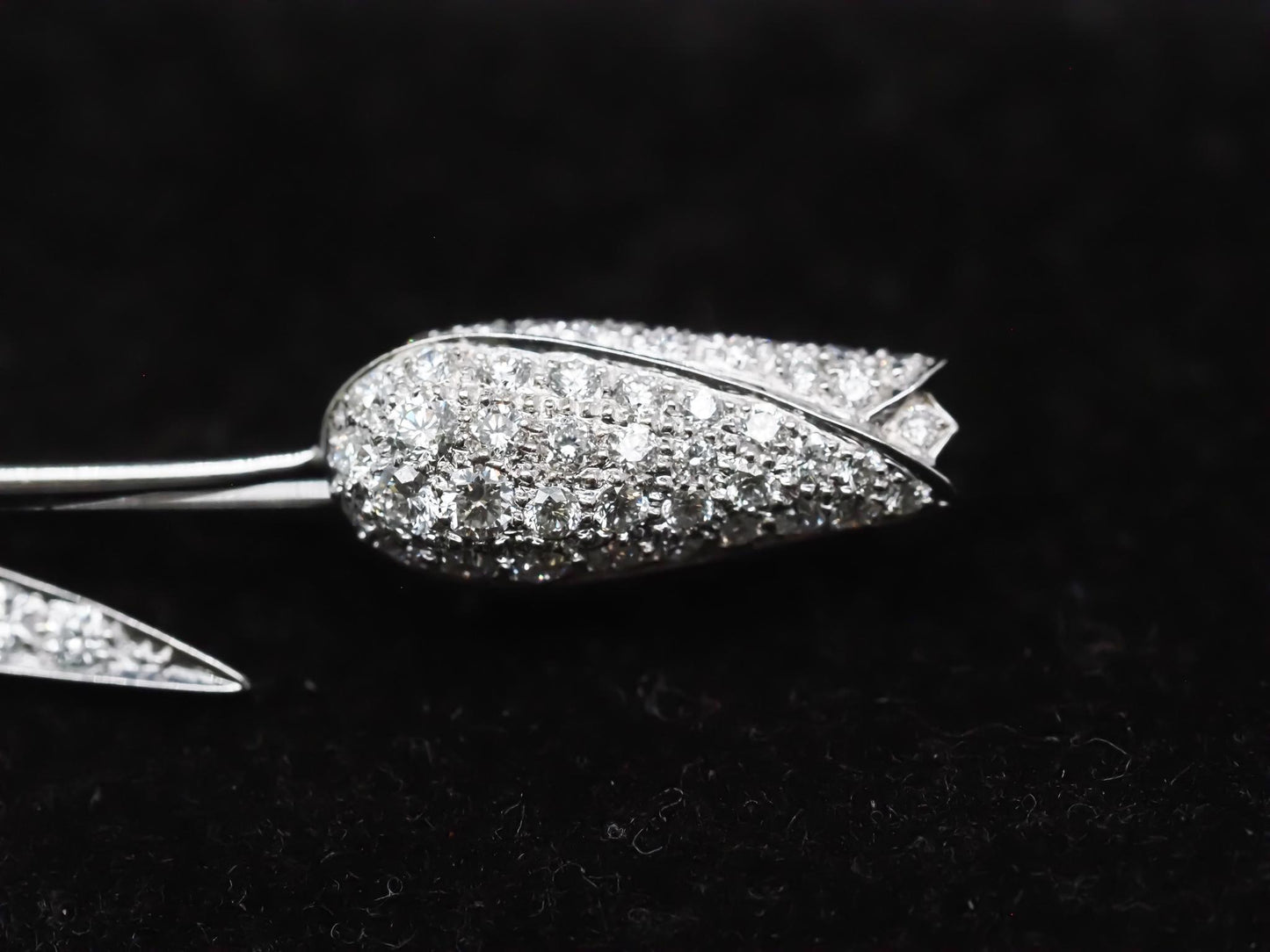 14K White Gold Diamond Flower Brooch Pin - VHK#879