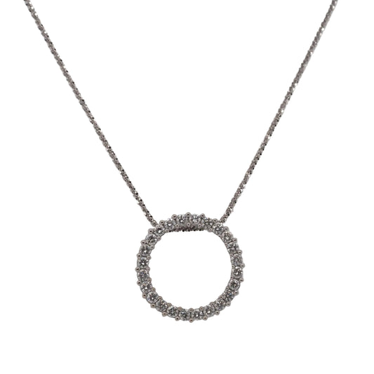 14K White Gold 2.25ct Diamond Circle Pendant and Chain - VHK#881