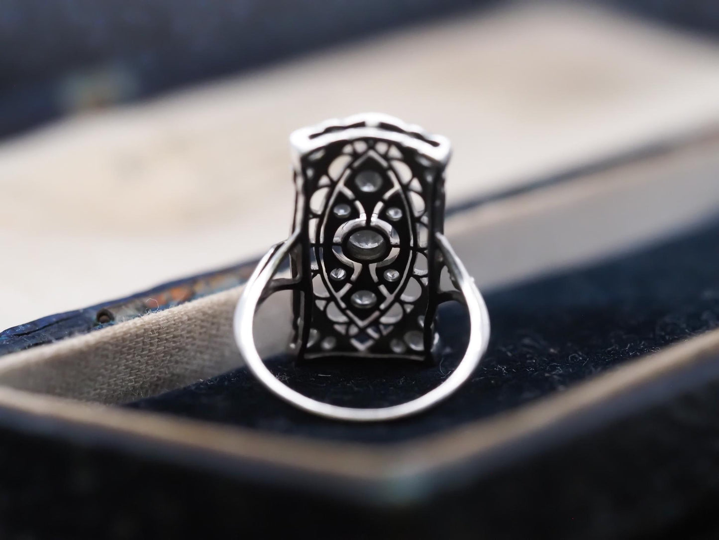 Platinum Edwardian Openwork Filigree Old European Diamond Ring - VHK#890