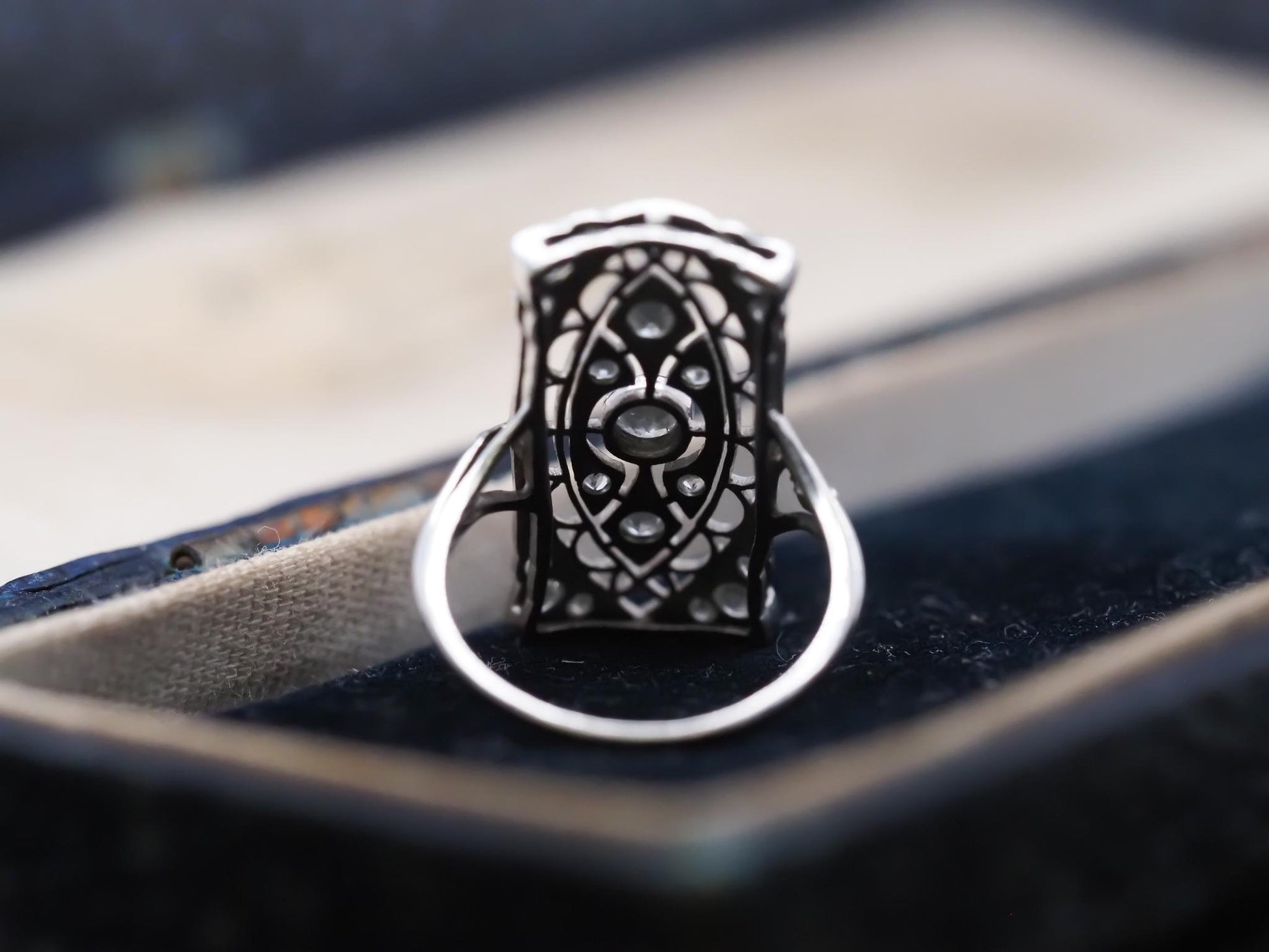Platinum Edwardian Openwork Filigree Old European Diamond Ring - VHK#890