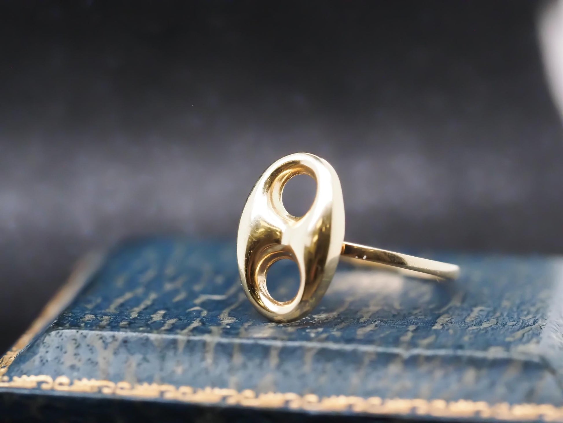 14k Yellow Gold Vintage Mariner Link Ring - VHK#893