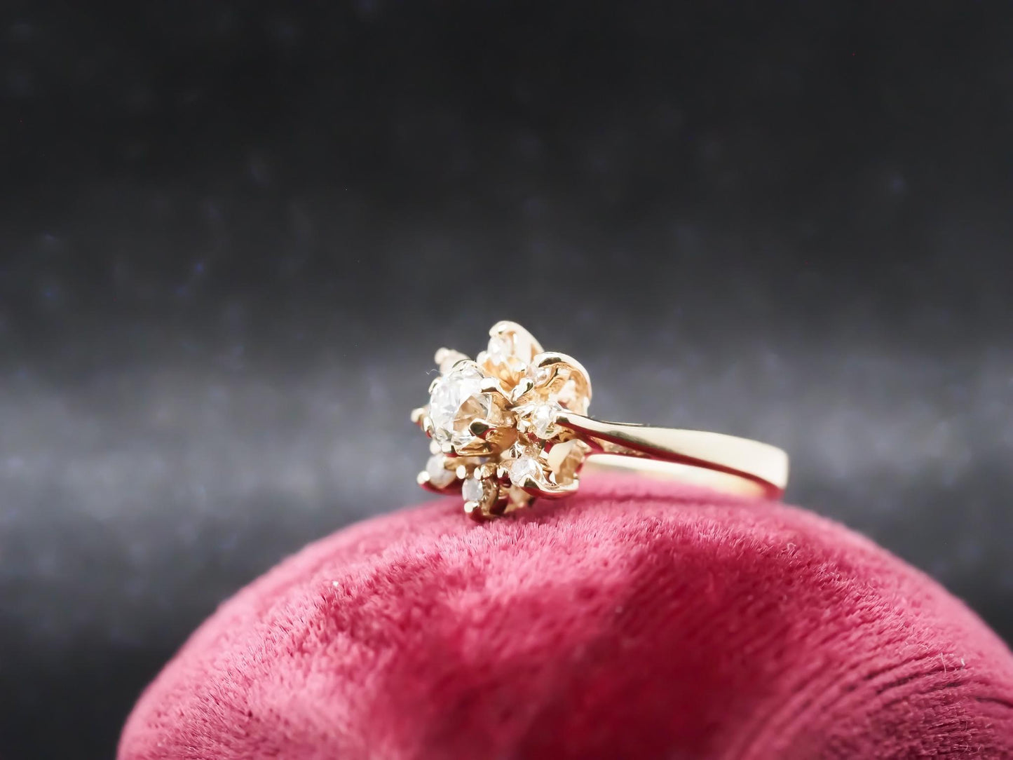 Vintage 14K Yellow Gold Ring with .50ct center Old Mine Diamond - VHK#894