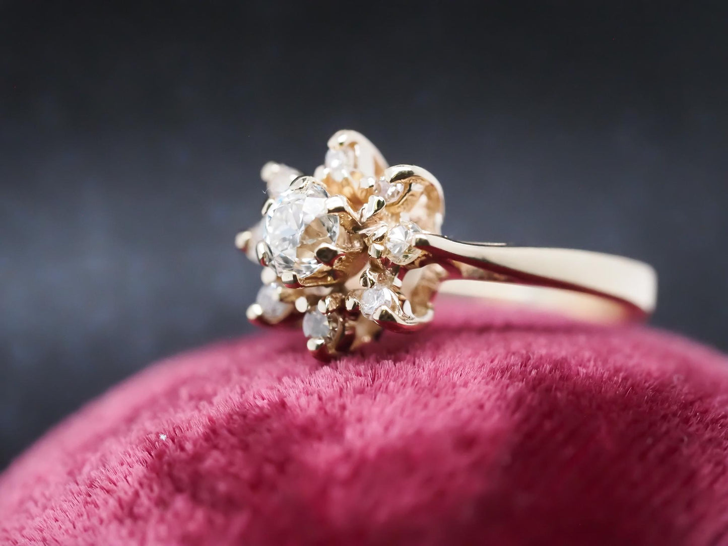 Vintage 14K Yellow Gold Ring with .50ct center Old Mine Diamond - VHK#894