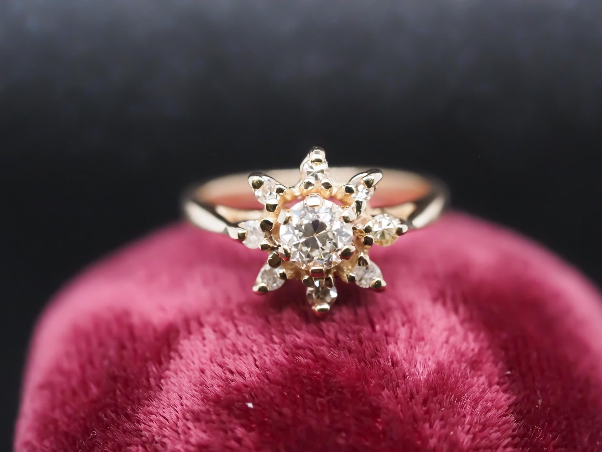 Vintage 14K Yellow Gold Ring with .50ct center Old Mine Diamond - VHK#894