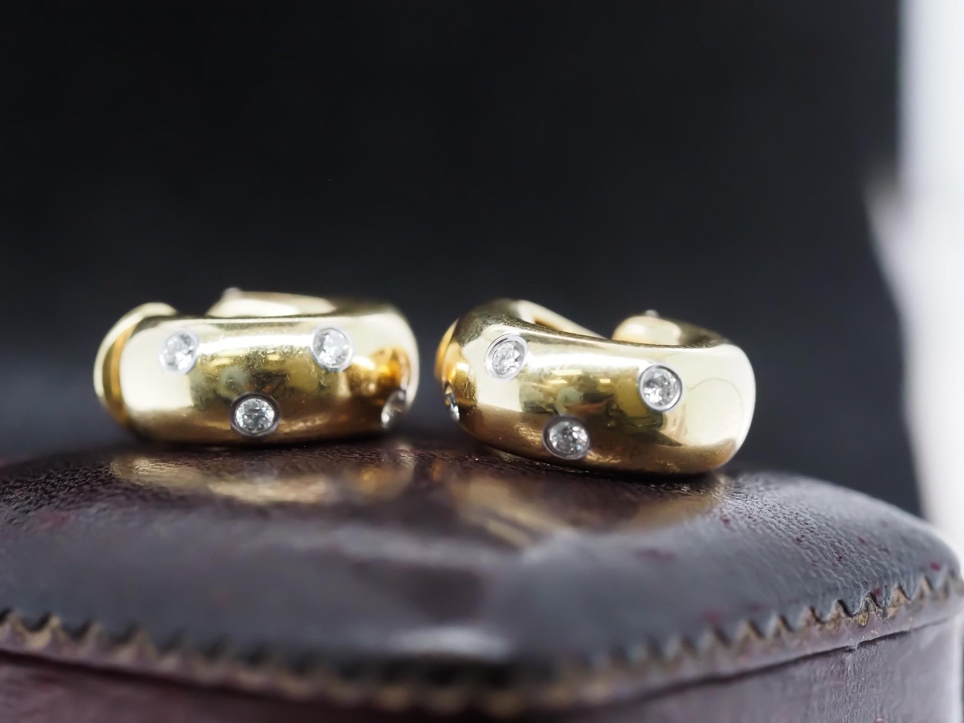 Vintage Tiffany & Co. 18K Yellow Gold Diamond Huggie Earrings