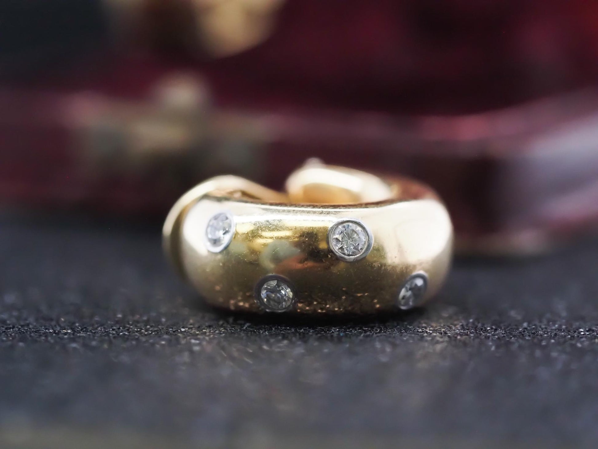 Vintage Tiffany & Co. 18K Yellow Gold Diamond Huggie Earrings