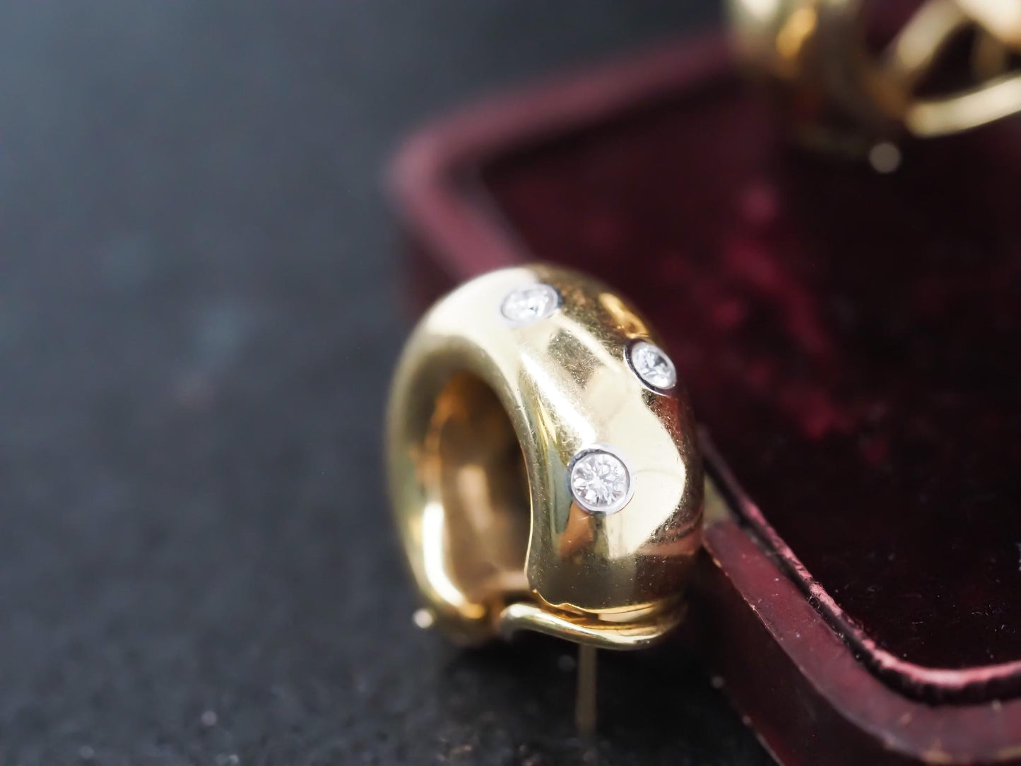 Vintage Tiffany & Co. 18K Yellow Gold Diamond Huggie Earrings