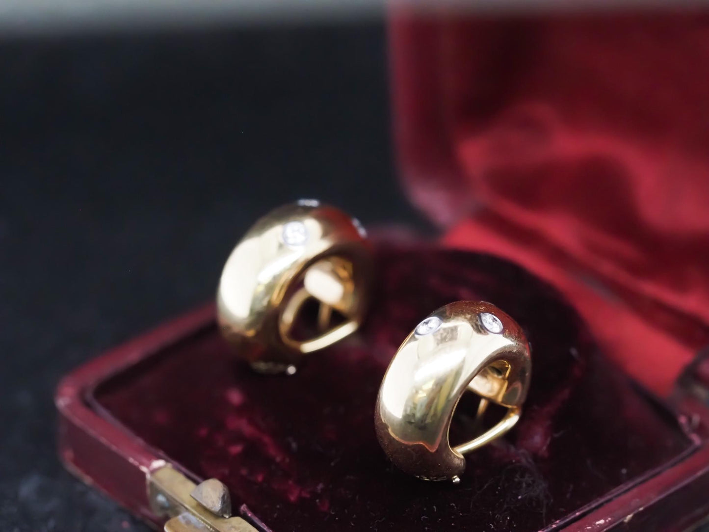 Vintage Tiffany & Co. 18K Yellow Gold Diamond Huggie Earrings