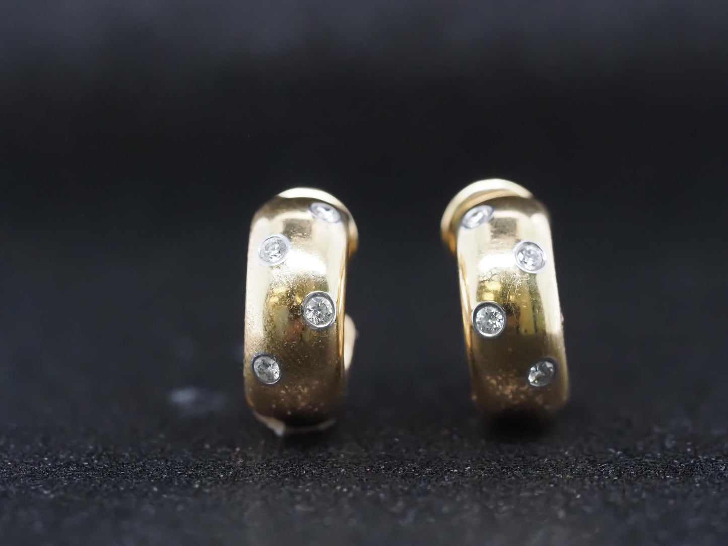 Vintage Tiffany & Co. 18K Yellow Gold Diamond Huggie Earrings