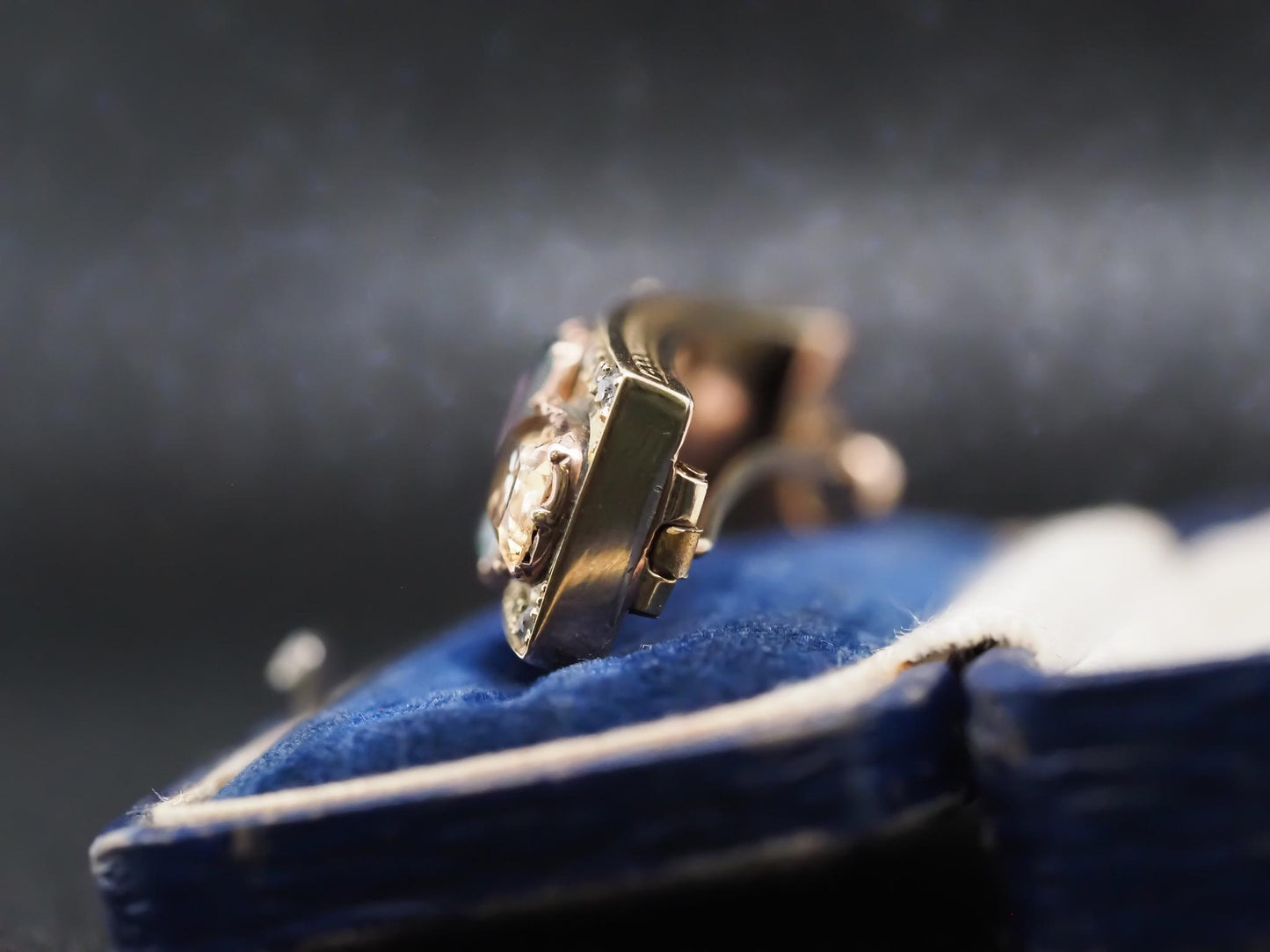 1850s 14K Yellow Gold Hair Pin/ Brooch with Aquamarine Citrine and Tourmaline