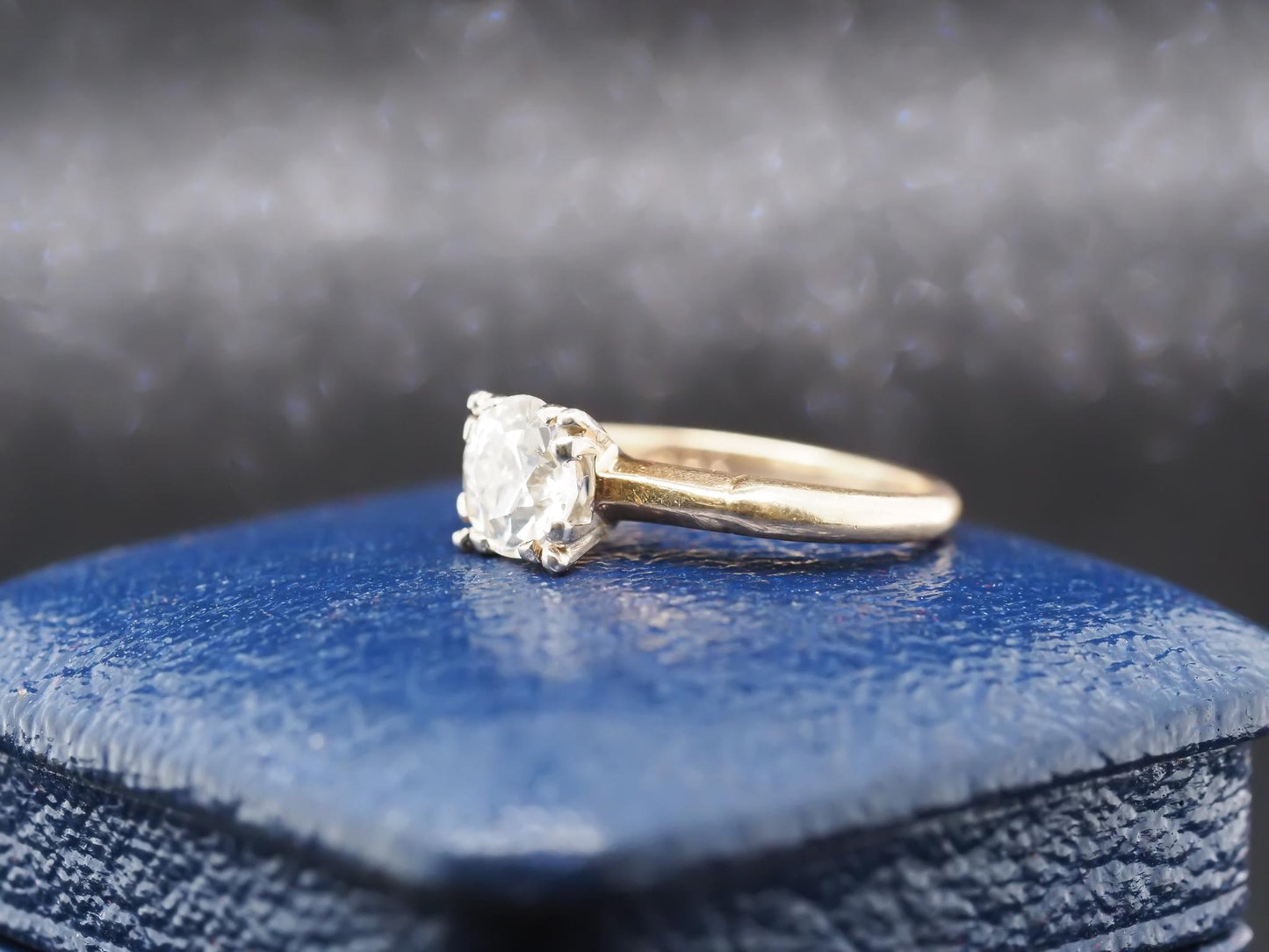 Circa 1900 14K Yellow Gold .90ct Old European Diamond Engagement Ring - VHK#848a