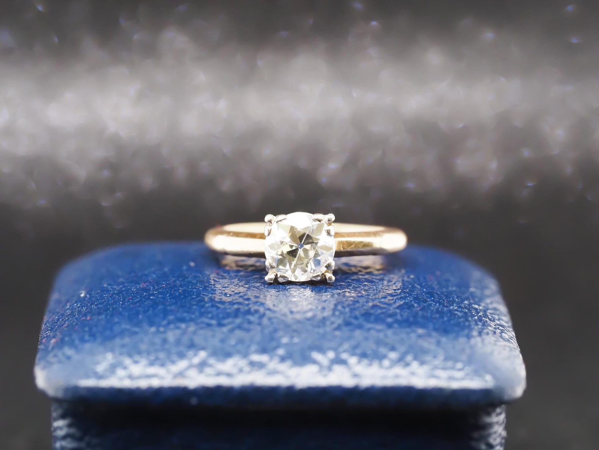 Circa 1900 14K Yellow Gold .90ct Old European Diamond Engagement Ring - VHK#848a
