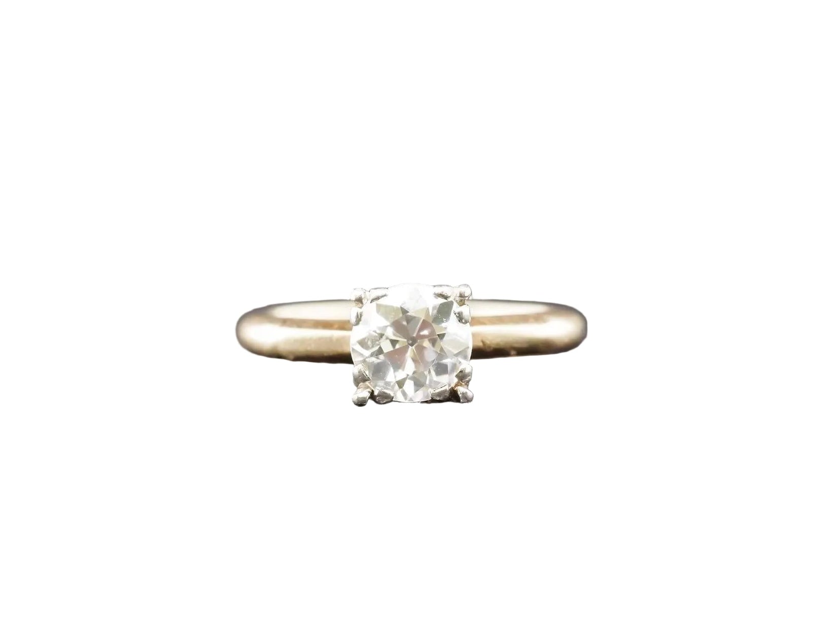Circa 1900 14K Yellow Gold .90ct Old European Diamond Engagement Ring - VHK#848a