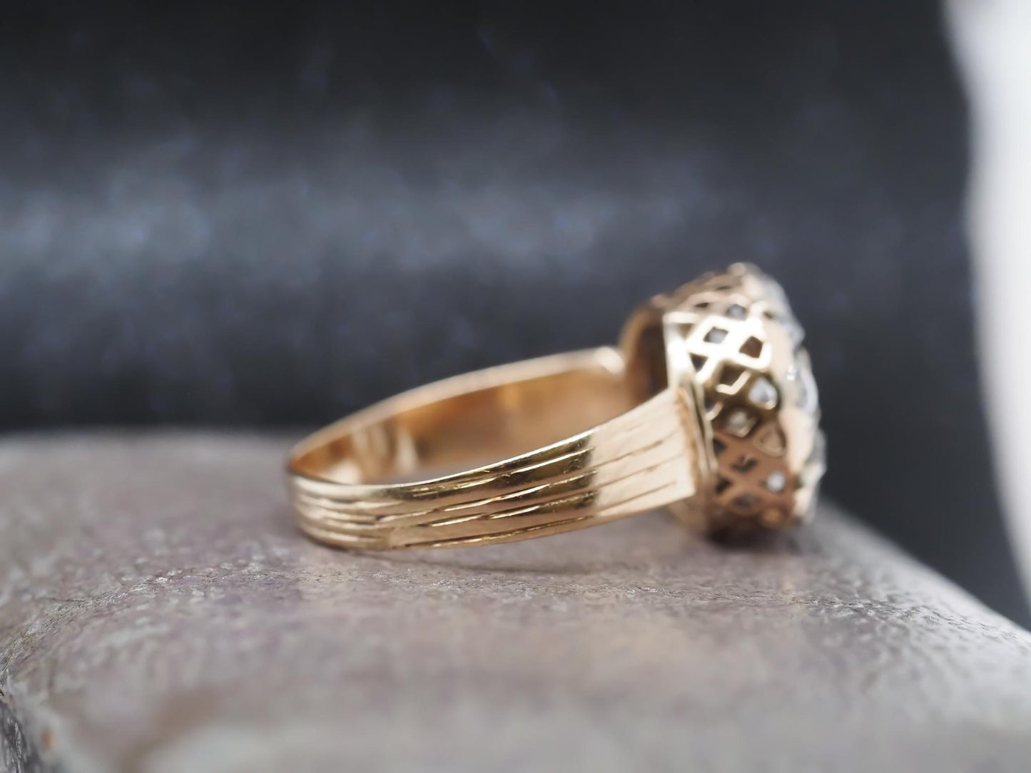 Victorian 14K Yellow Gold Old Mine Diamond Cluster Ring - VHK#742a