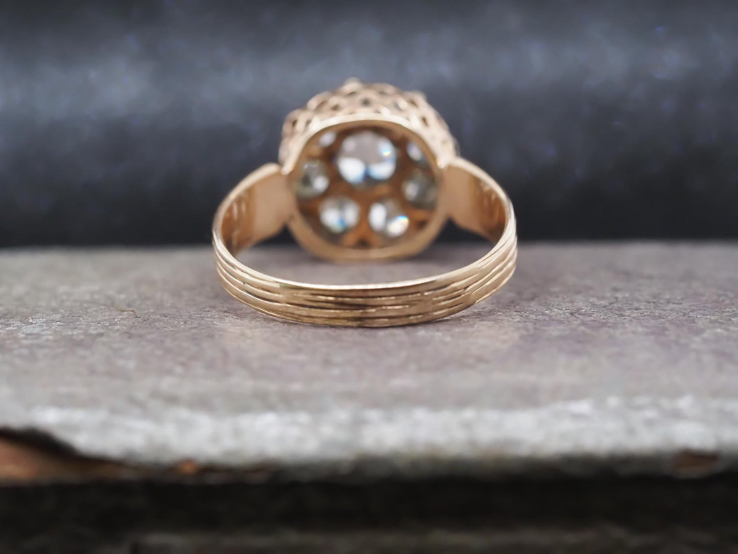 Victorian 14K Yellow Gold Old Mine Diamond Cluster Ring - VHK#742a