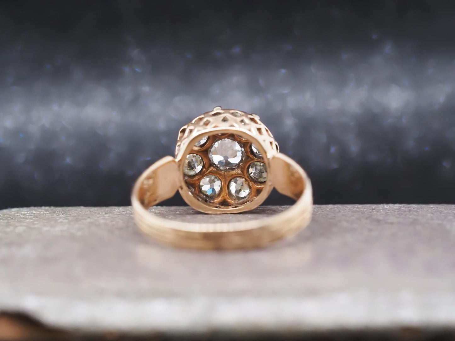Victorian 14K Yellow Gold Old Mine Diamond Cluster Ring - VHK#742a