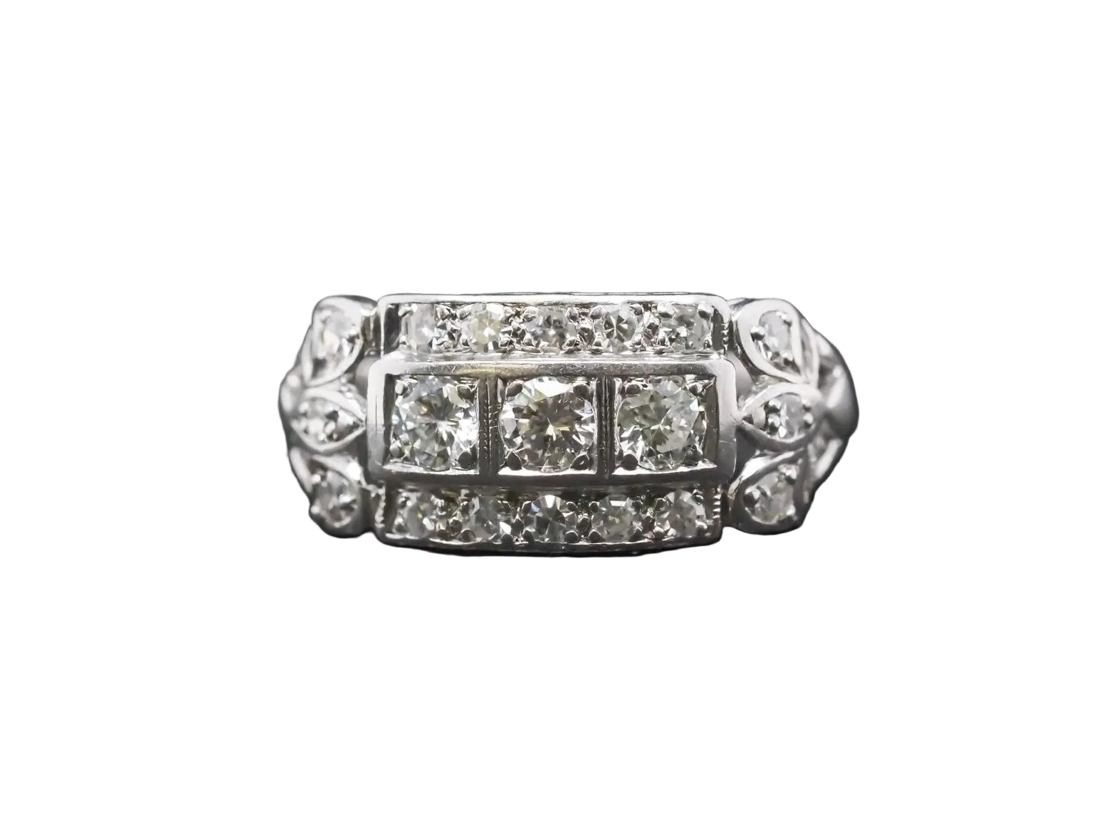 Circa 1940s Platinum Diamond Engagement Ring