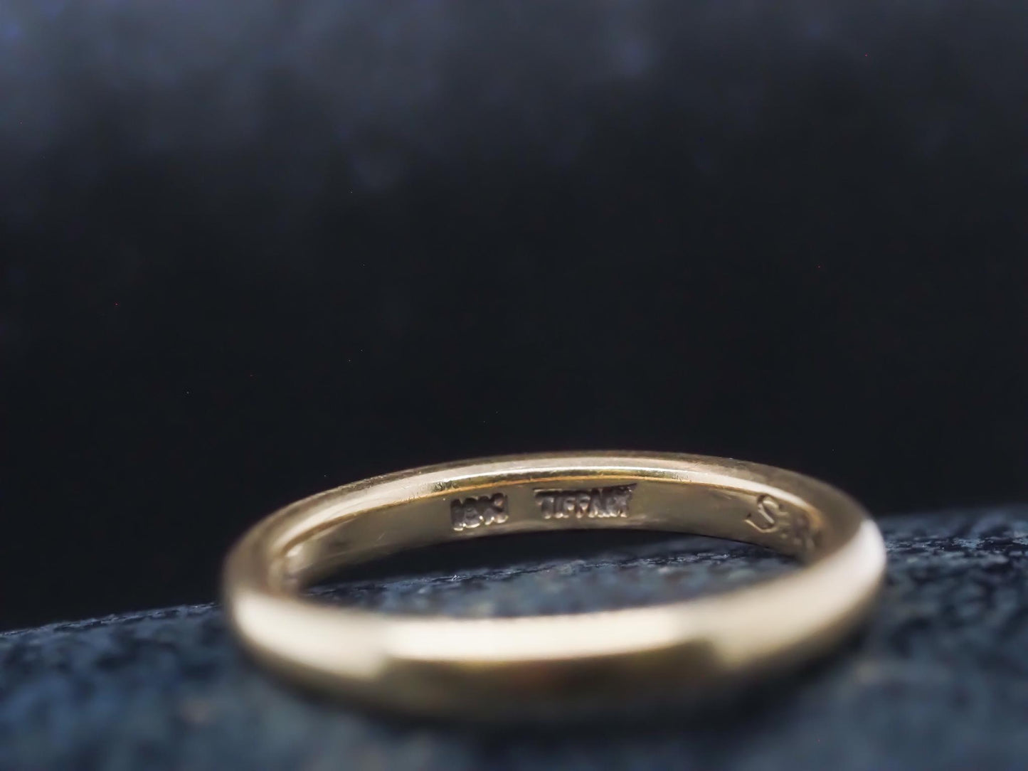 Vintage 18K Yellow Gold Tiffany & Co Engagement Ring and Band Set