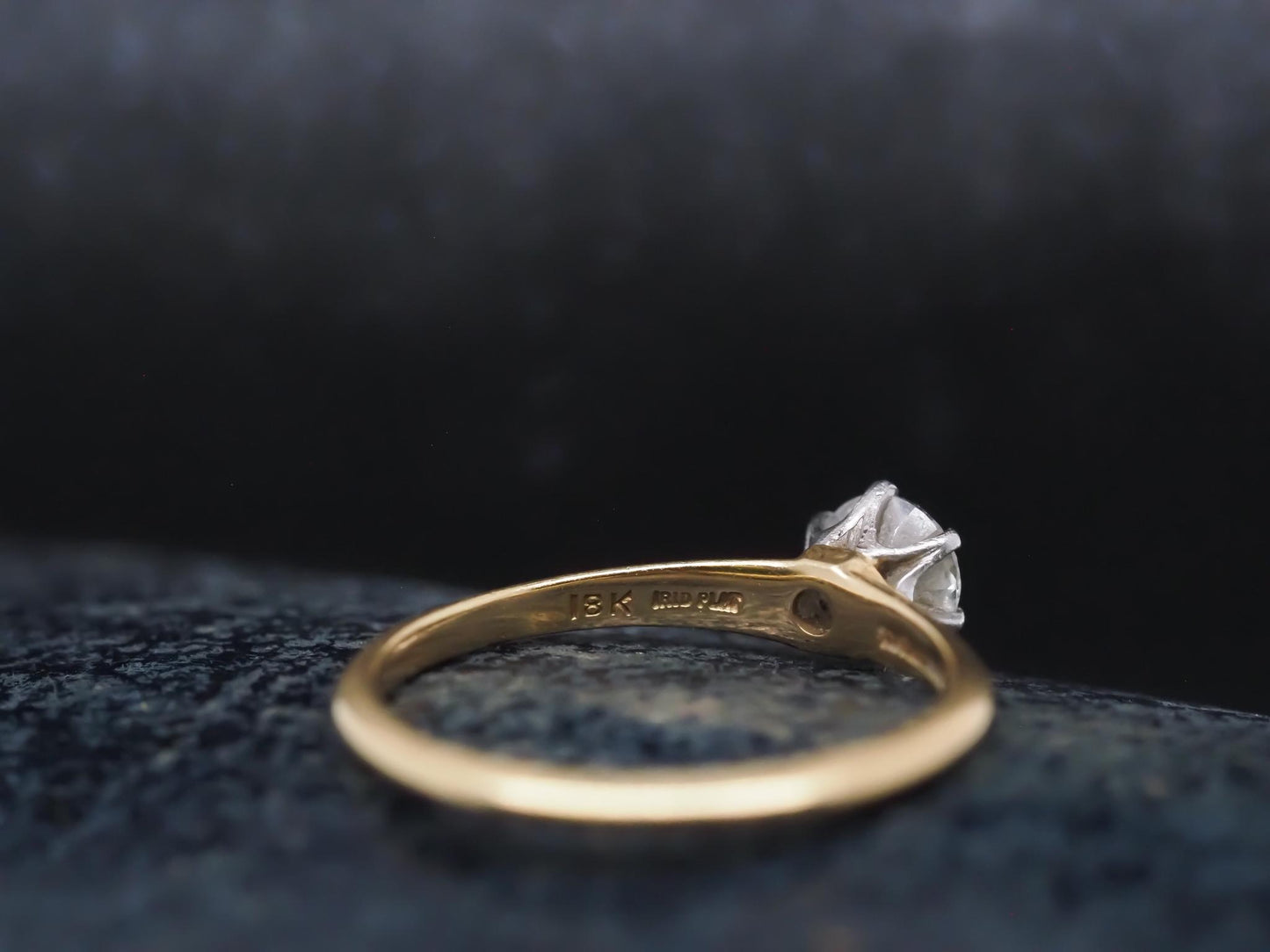 Vintage 18K Yellow Gold Tiffany & Co Engagement Ring and Band Set