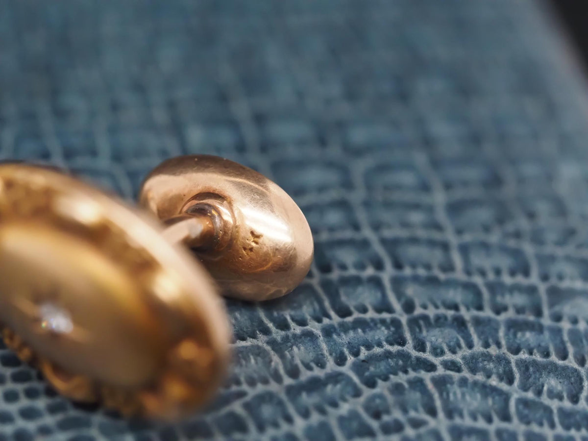 14K Yellow Gold Art Nouveau Old Mine Diamond Cufflinks