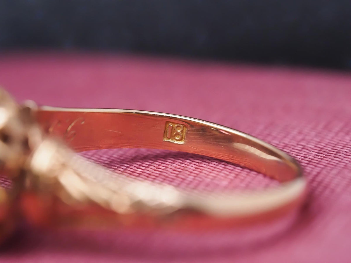 Victorian 18K Yellow Gold Ruby and Rose Cut Diamond Ring
