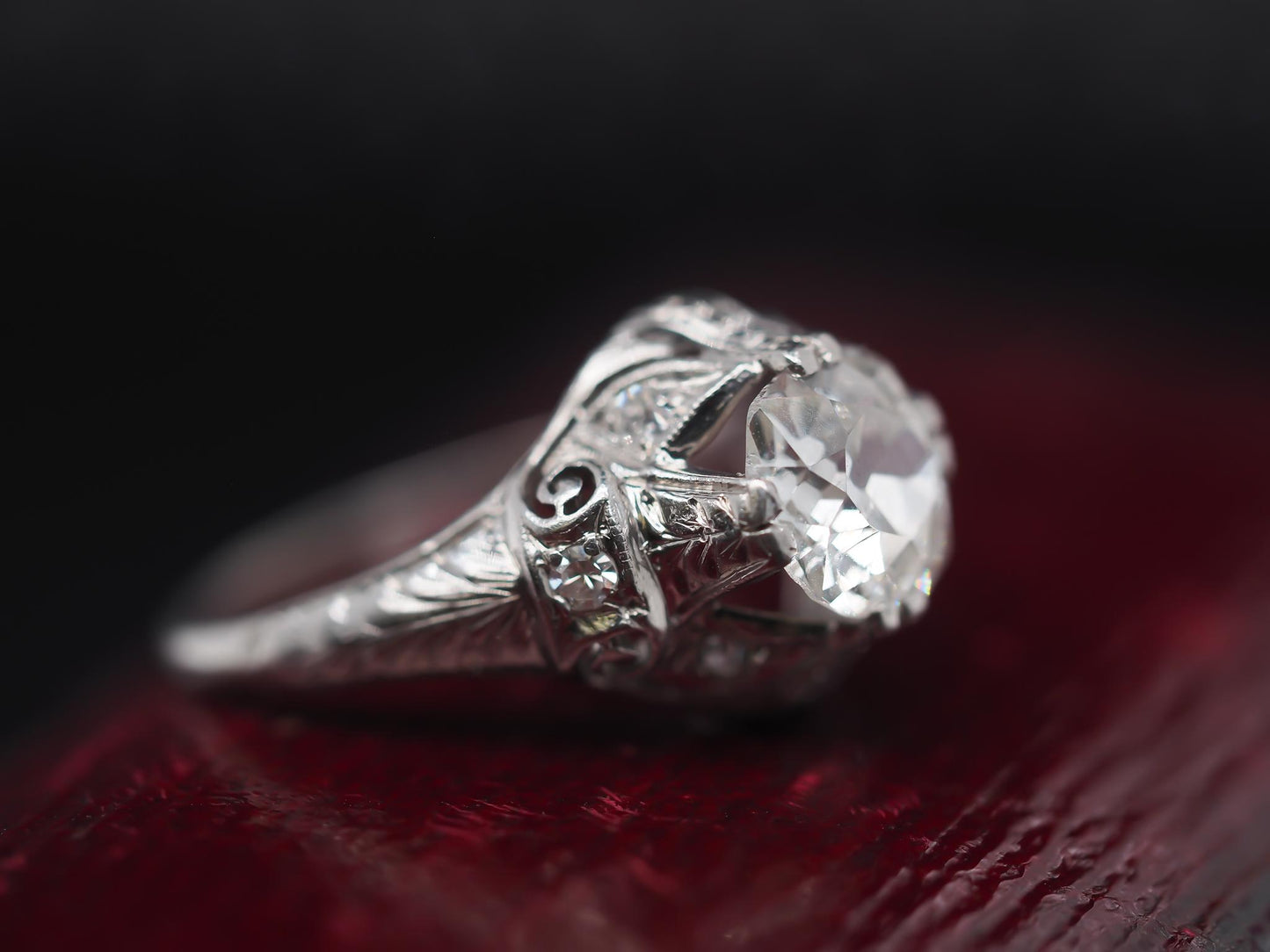 Platinum Edwardian 1.25ct Old Mine Diamond Engagement Ring