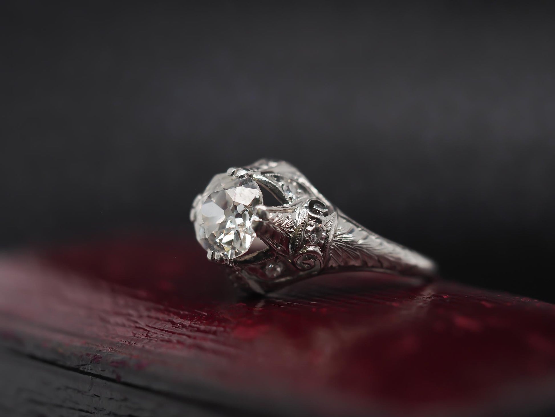 Platinum Edwardian 1.25ct Old Mine Diamond Engagement Ring