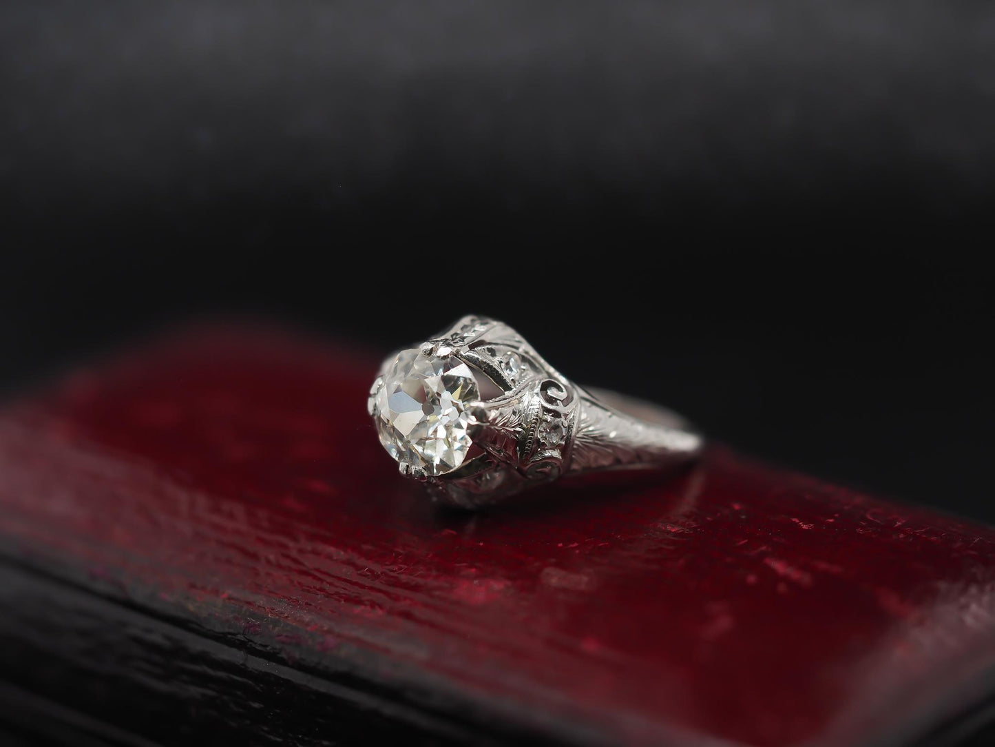 Platinum Edwardian 1.25ct Old Mine Diamond Engagement Ring