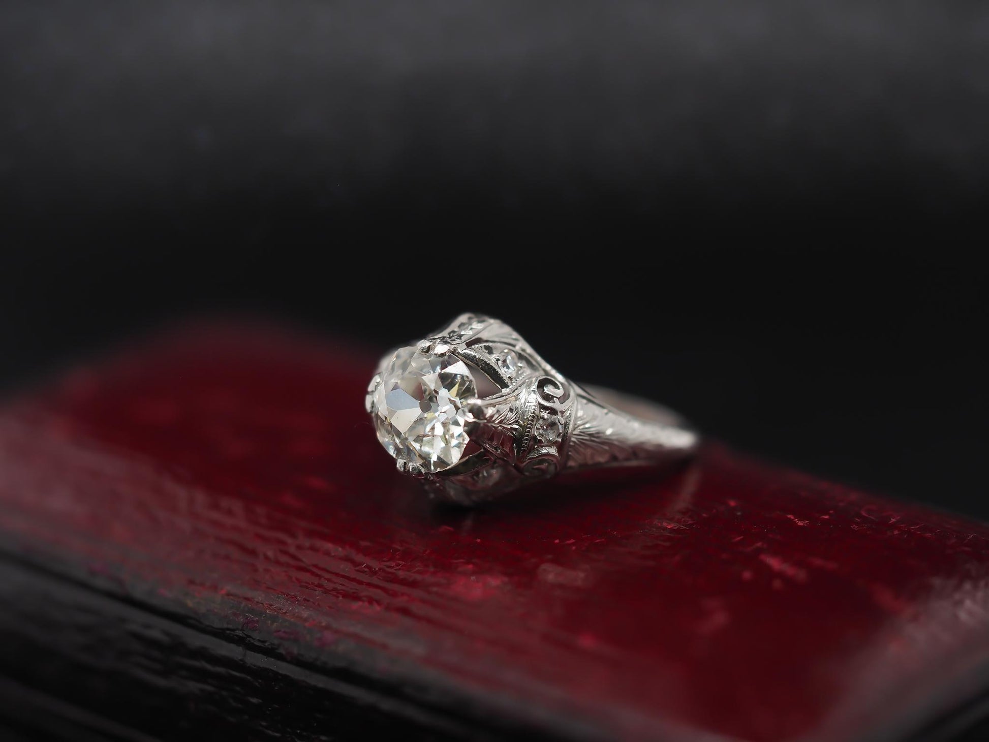 Platinum Edwardian 1.25ct Old Mine Diamond Engagement Ring