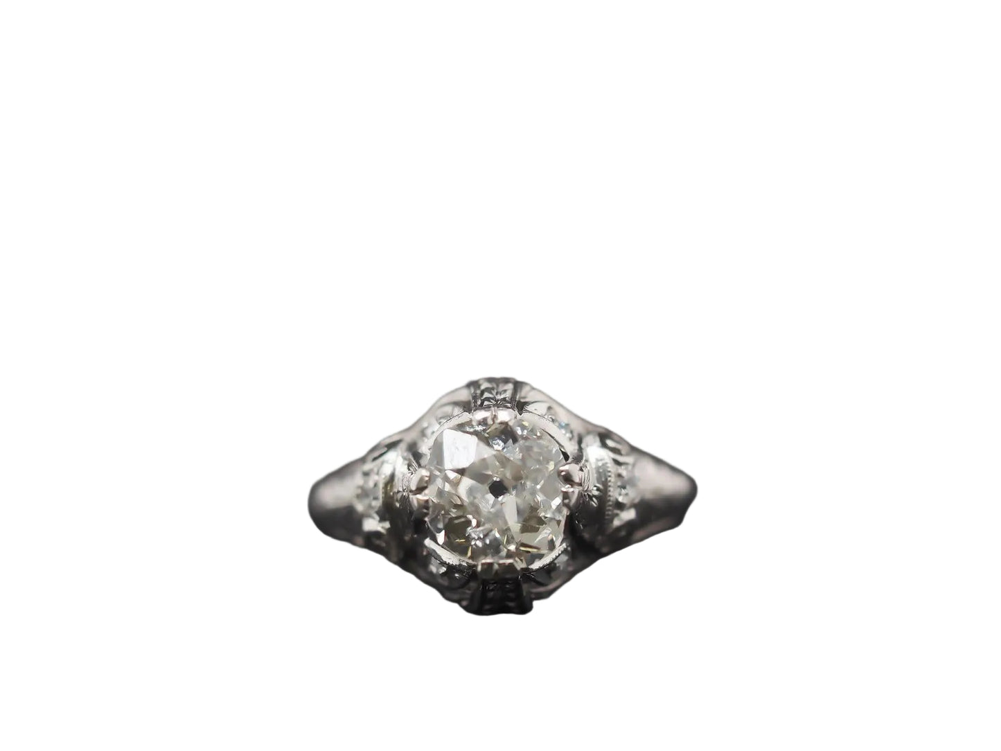 Platinum Edwardian 1.25ct Old Mine Diamond Engagement Ring