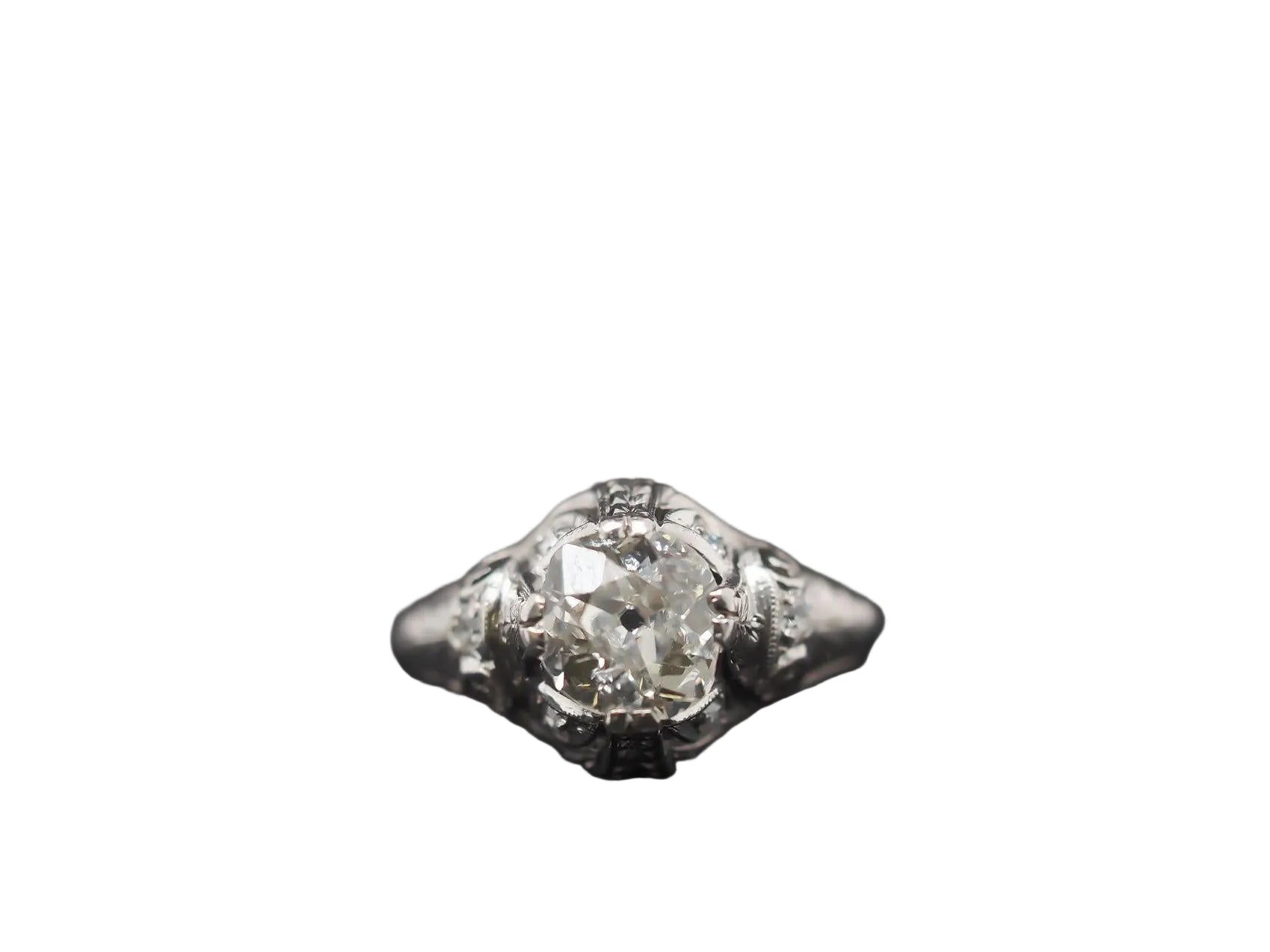 Platinum Edwardian 1.25ct Old Mine Diamond Engagement Ring