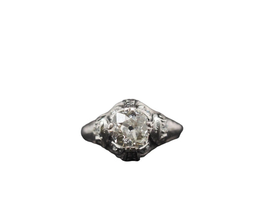 Platinum Edwardian 1.25ct Old Mine Diamond Engagement Ring