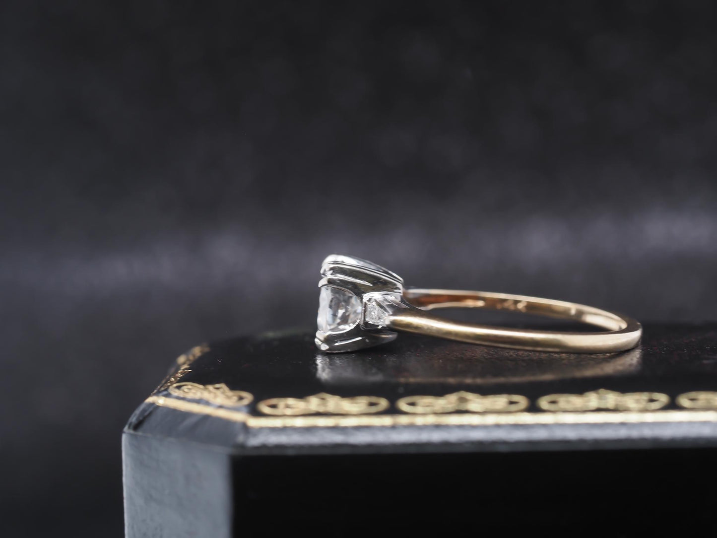 1940s 14K Two Tone Gold 1.15ct Old European Diamond Ring