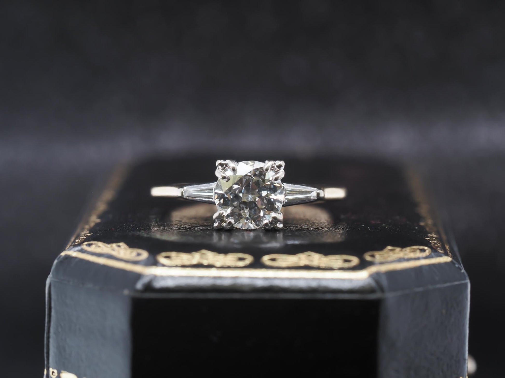 1940s 14K Two Tone Gold 1.15ct Old European Diamond Ring