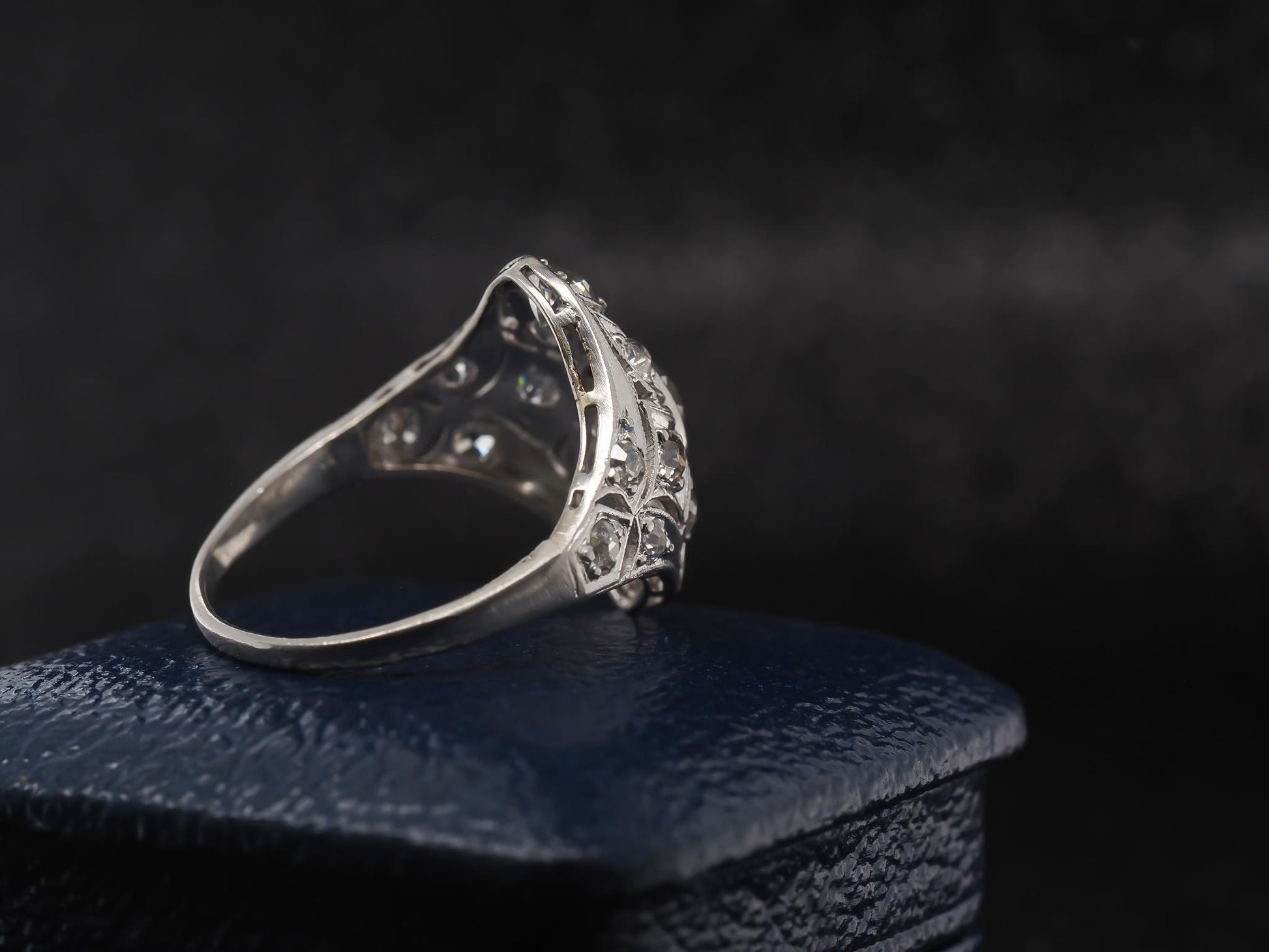 Circa 1900s Edwardian Old European Diamond Filigree Ring