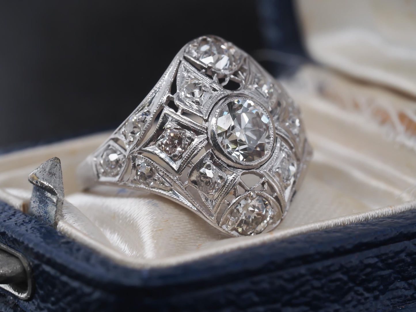 Circa 1900s Edwardian Old European Diamond Filigree Ring