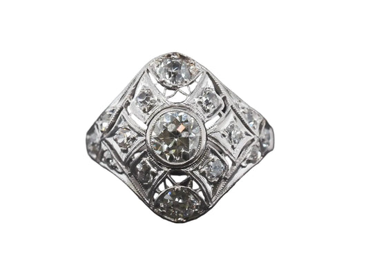 Circa 1900s Edwardian Old European Diamond Filigree Ring