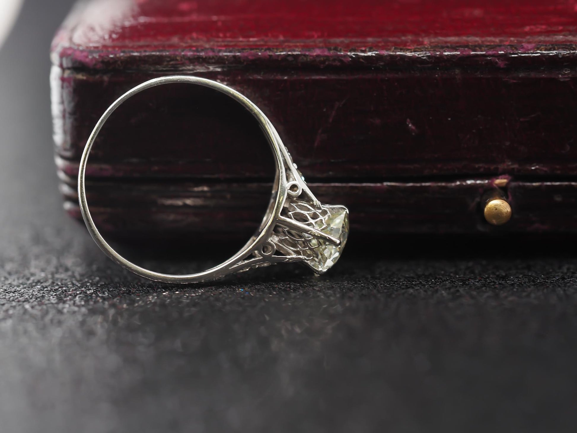 Circa 1920s Platinum Art Deco 1.06ct Old European Engagement Ring