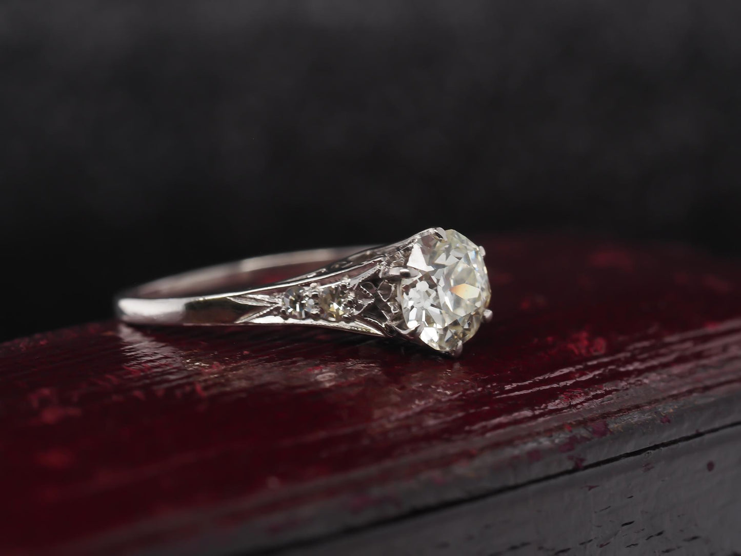 Circa 1920s Platinum Art Deco 1.06ct Old European Engagement Ring