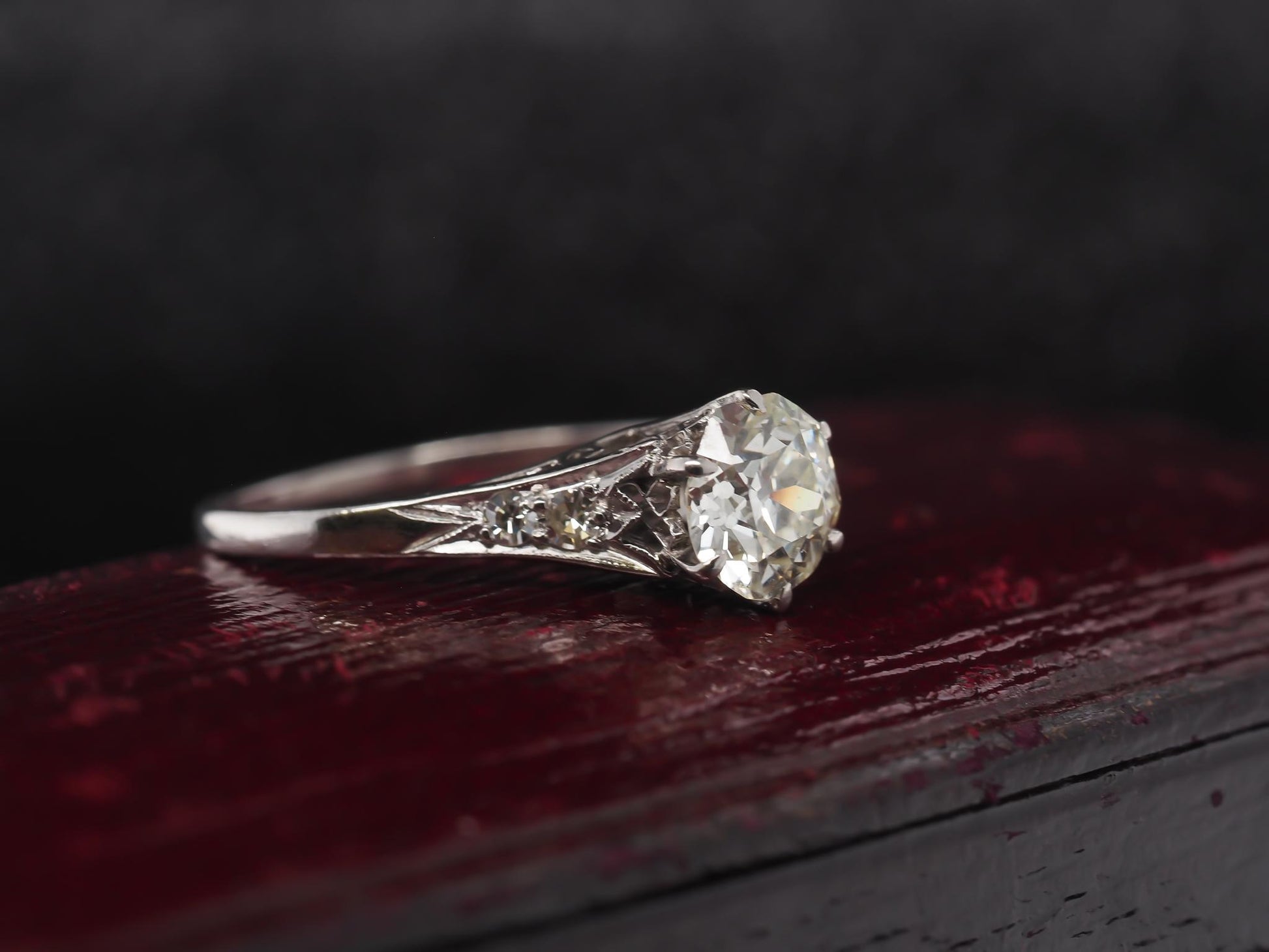 Circa 1920s Platinum Art Deco 1.06ct Old European Engagement Ring